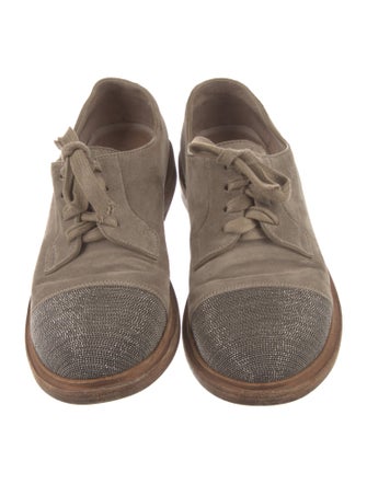 Brunello Cucinelli Suede Beaded Accents Oxfords
