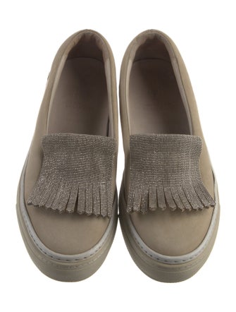 Brunello Cucinelli Suede Beaded Accents Sneakers