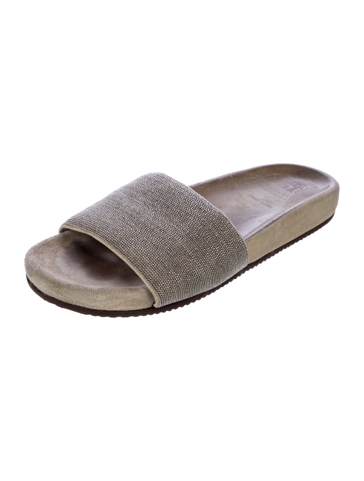 Brunello Cucinelli Monili Suede Slides