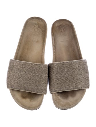 Brunello Cucinelli Monili Suede Slides