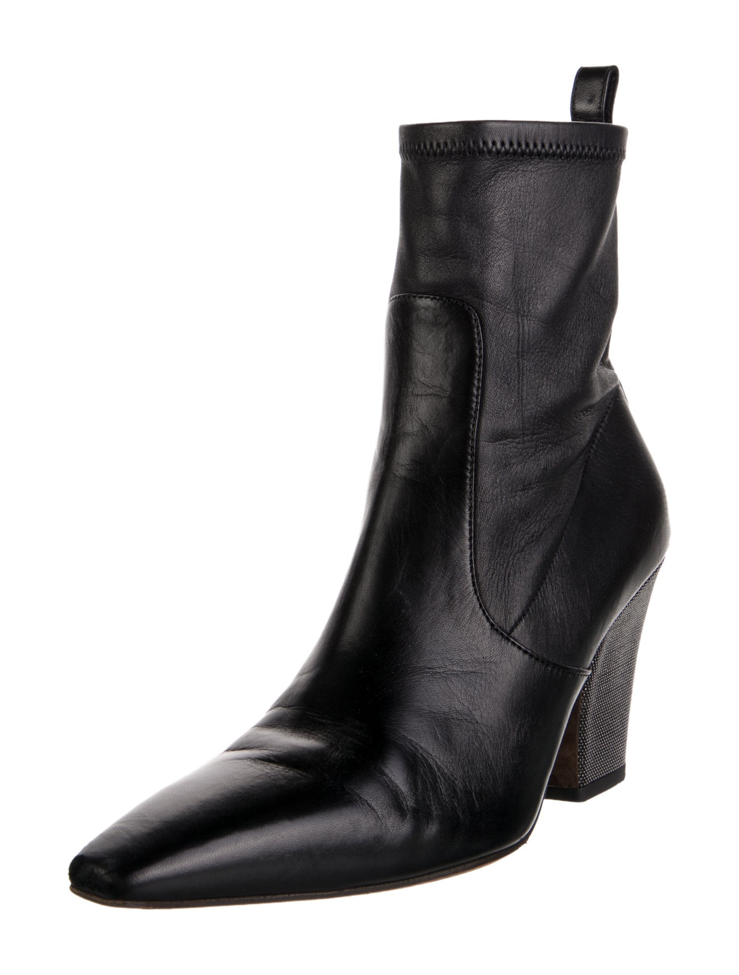 Brunello Cucinelli Monili Leather Sock Boots