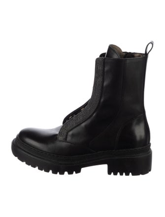 Brunello Cucinelli Monili Leather Combat Boots