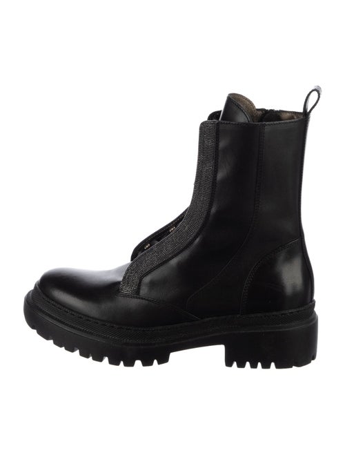 Brunello Cucinelli Monili Leather Combat Boots