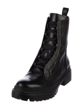 Brunello Cucinelli Monili Leather Combat Boots