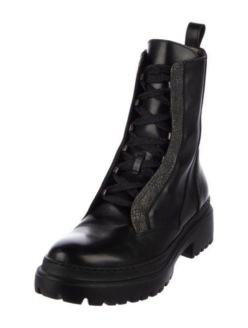 Brunello Cucinelli Monili Leather Combat Boots