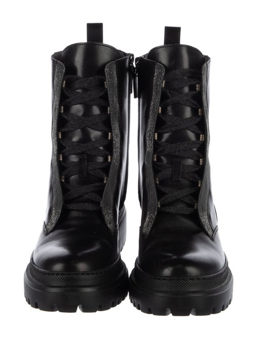 Brunello Cucinelli Monili Leather Combat Boots