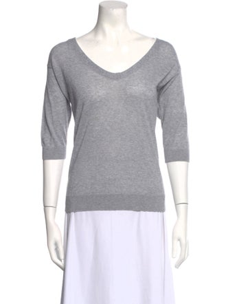 Brunello Cucinelli V-Neck Three-Quarter Sleeve T-Shirt