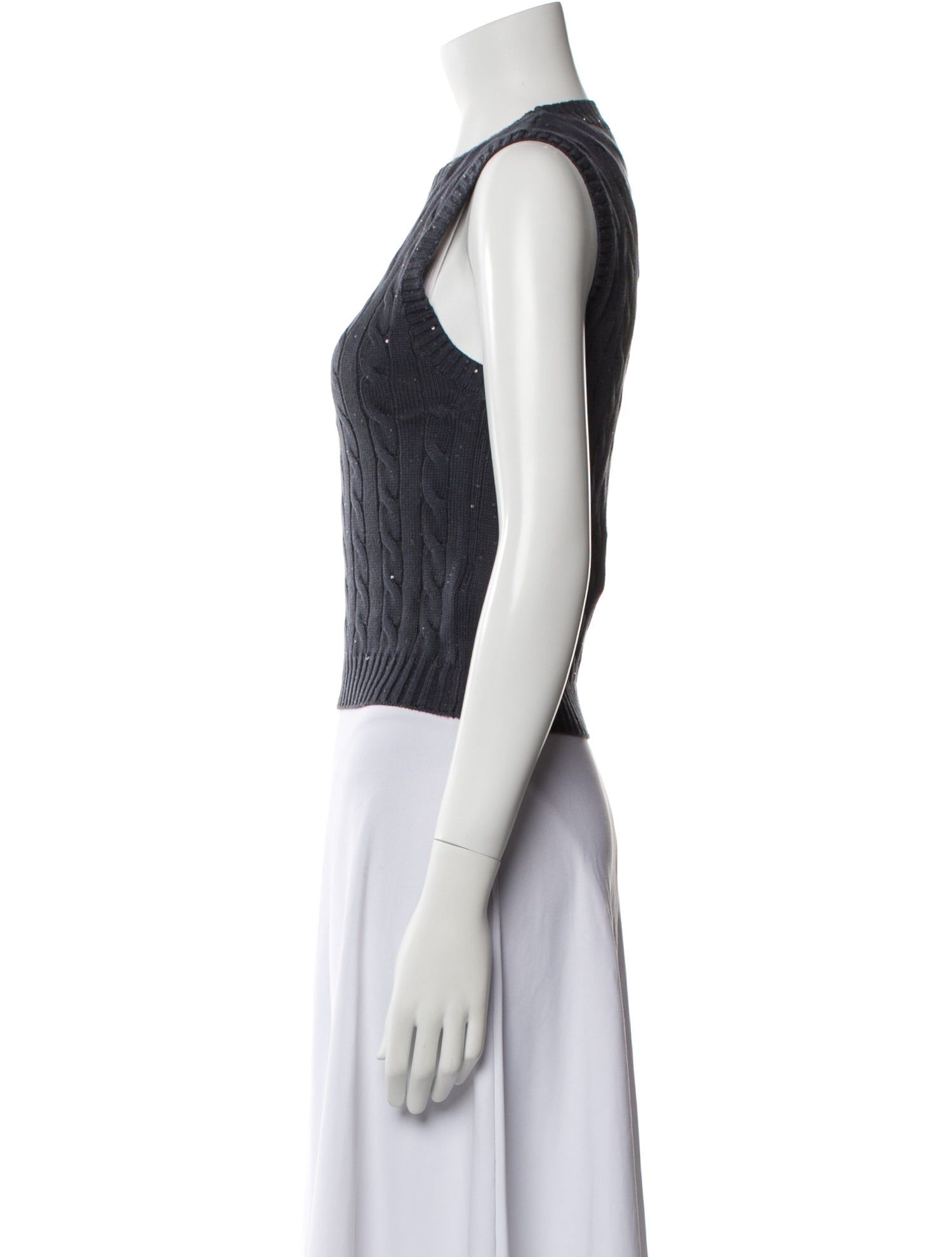 Brunello Cucinelli Crew Neck Sleeveless Crop Top w/ Tags