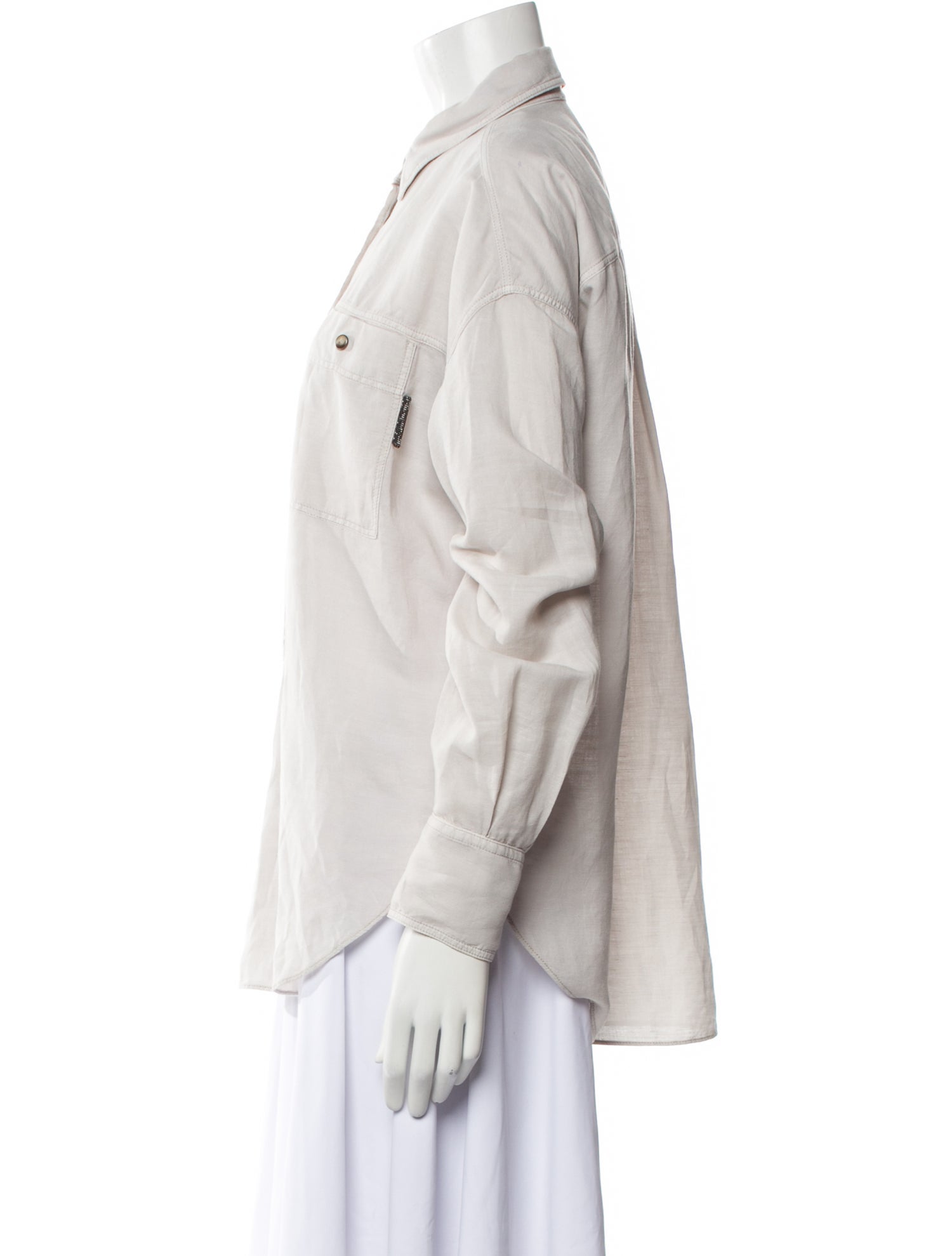 Brunello Cucinelli Linen Long Sleeve Button-Up Top w/ Tags