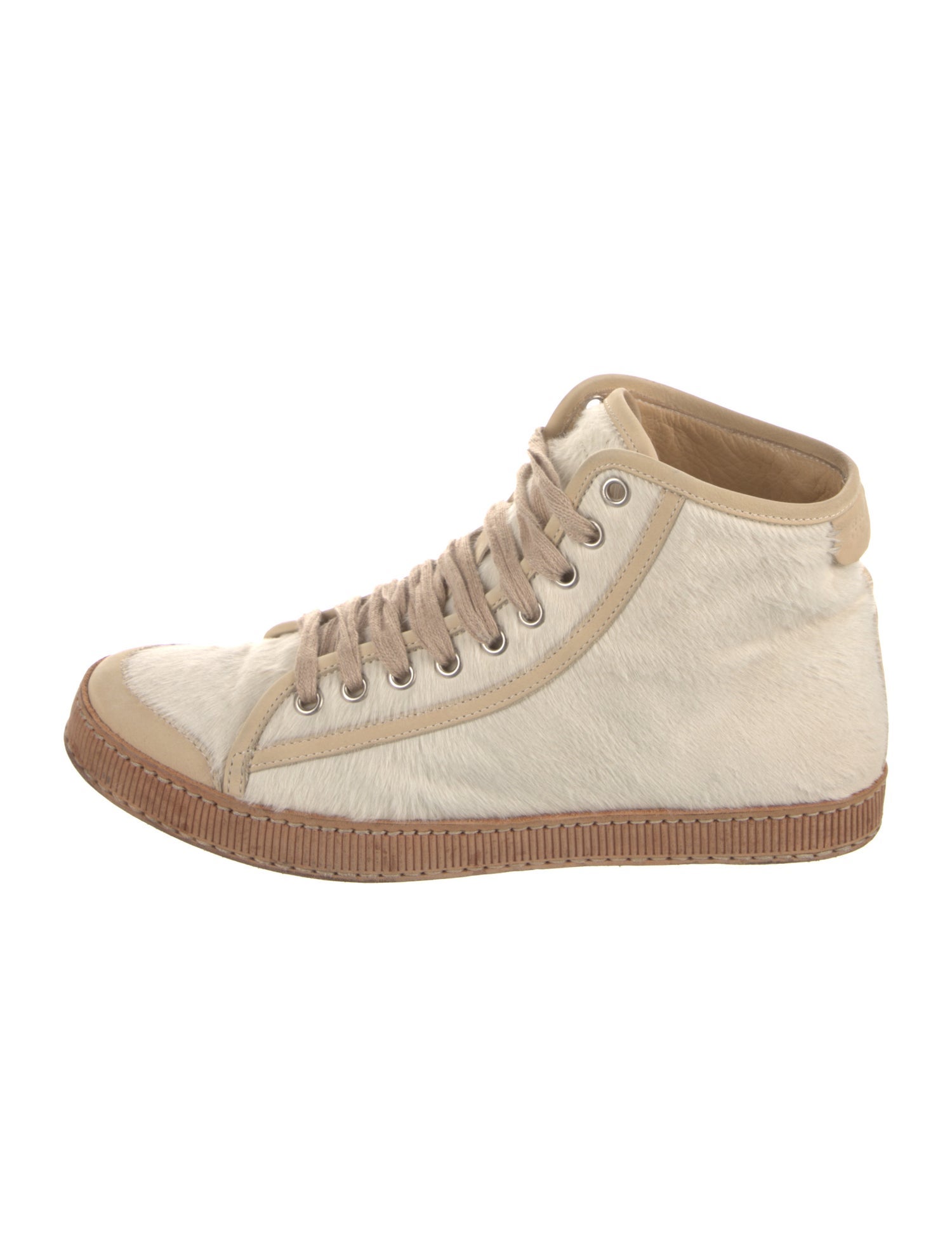 Brunello Cucinelli Ponyhair Leather Trim Embellishment Sneakers