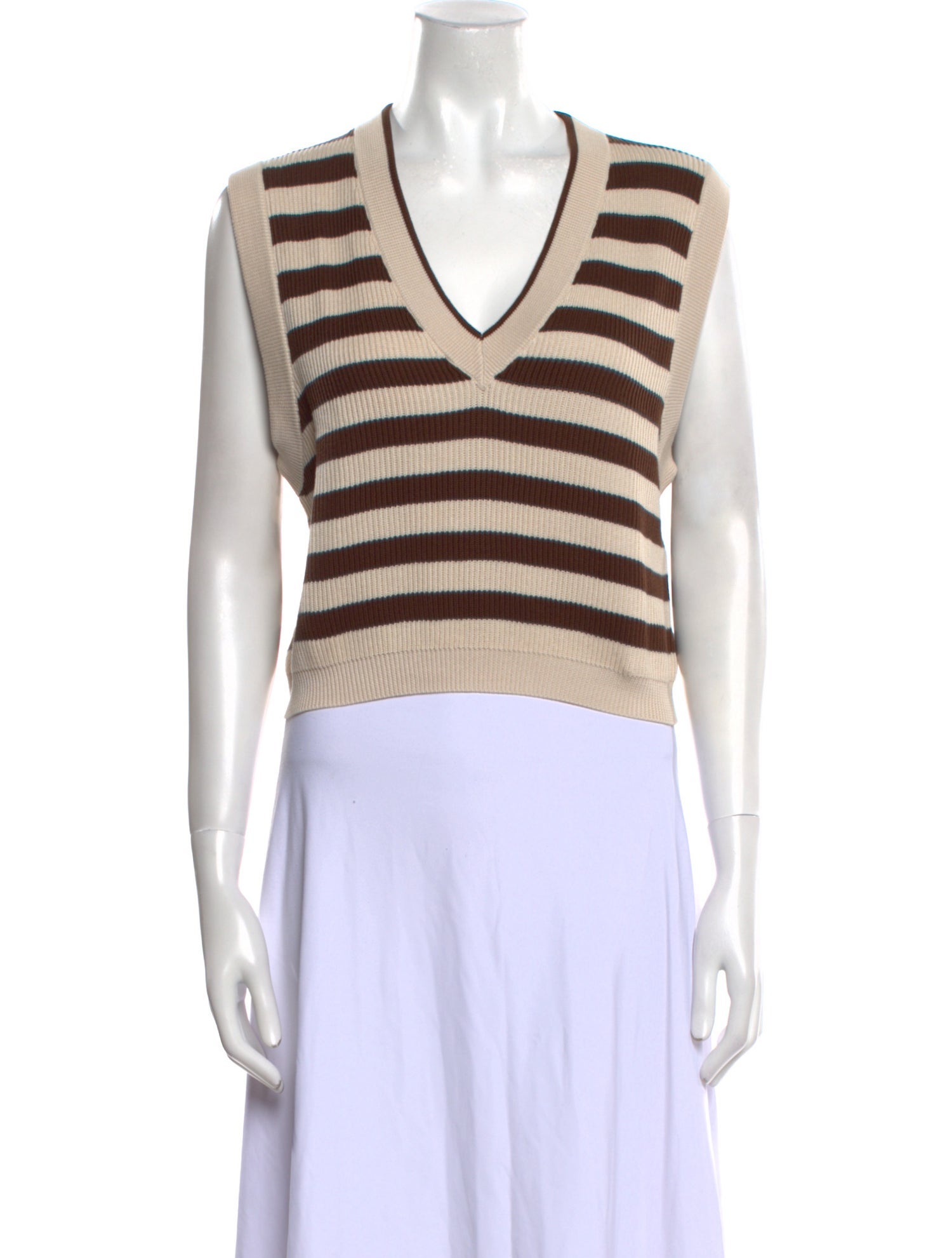 Brunello Cucinelli Striped V-Neck Sweater w/ Tags