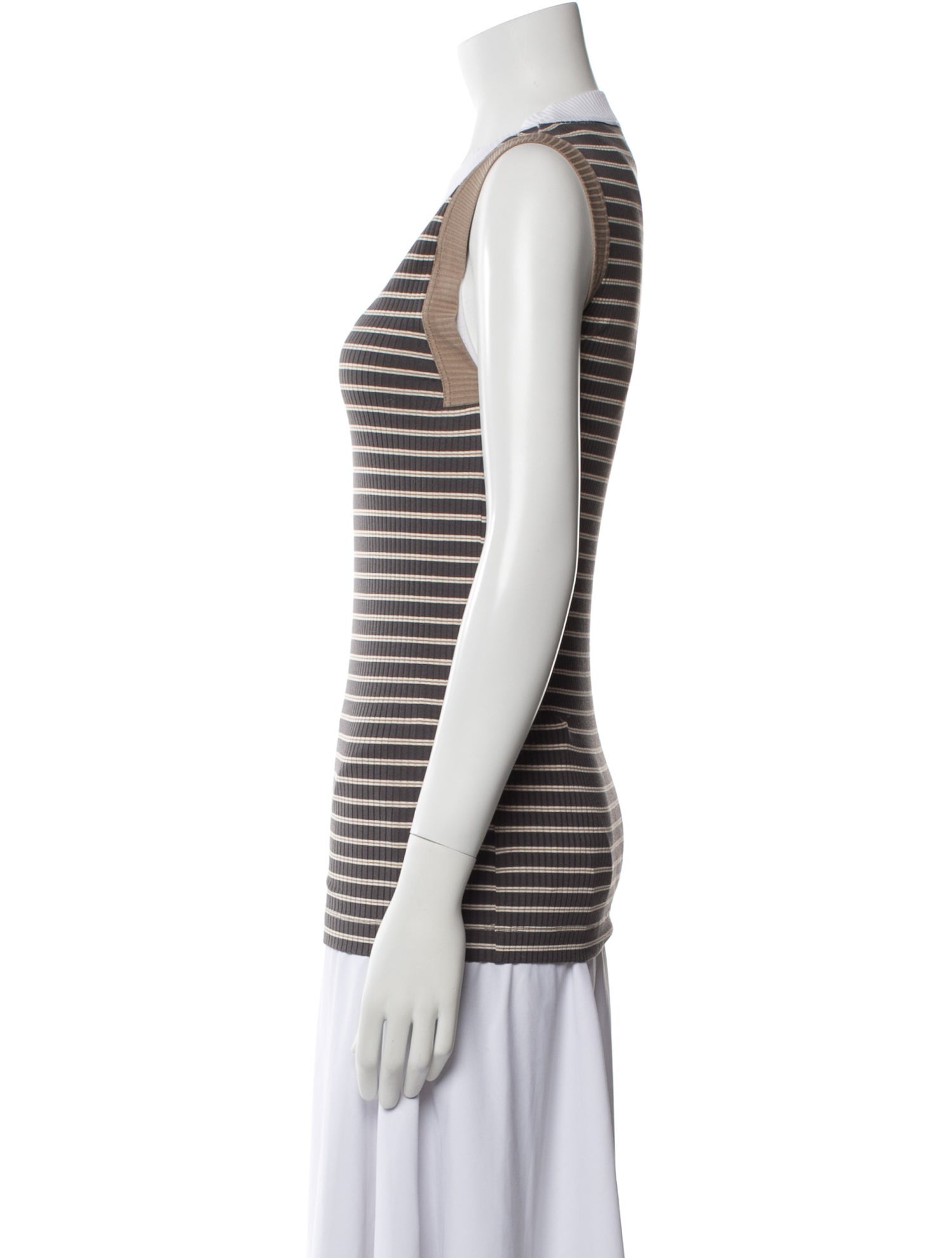 Brunello Cucinelli Striped V-Neck Top w/ Tags