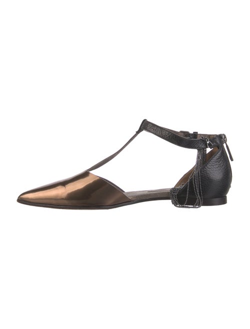Brunello Cucinelli Monili Leather D'Orsay Flats