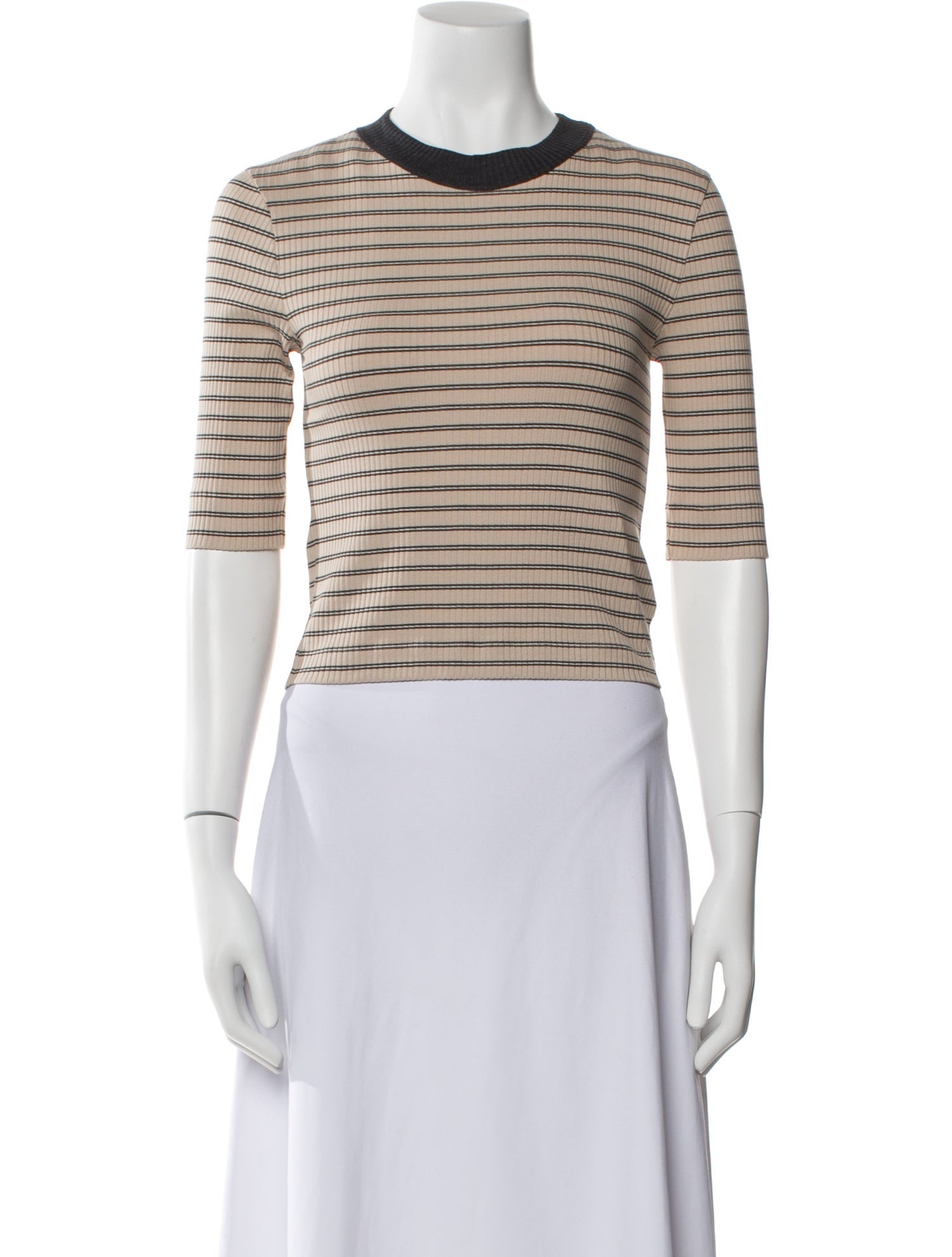 Brunello Cucinelli Striped Crew Neck Crop Top w/ Tags