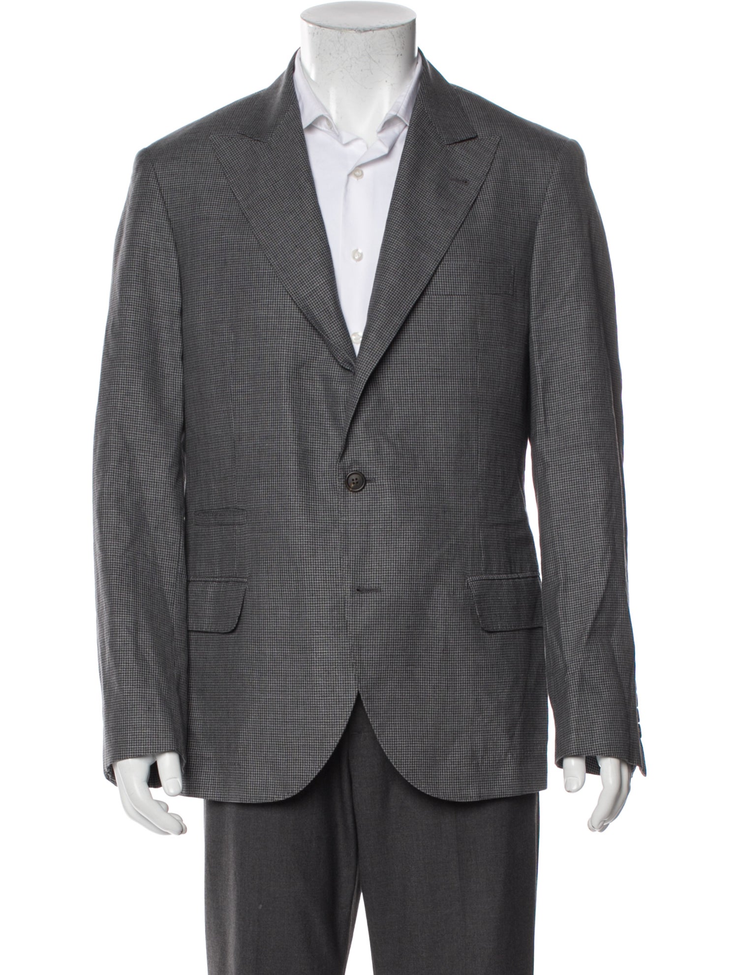 Brunello Cucinelli Linen Plaid Print Peacoat w/ Tags