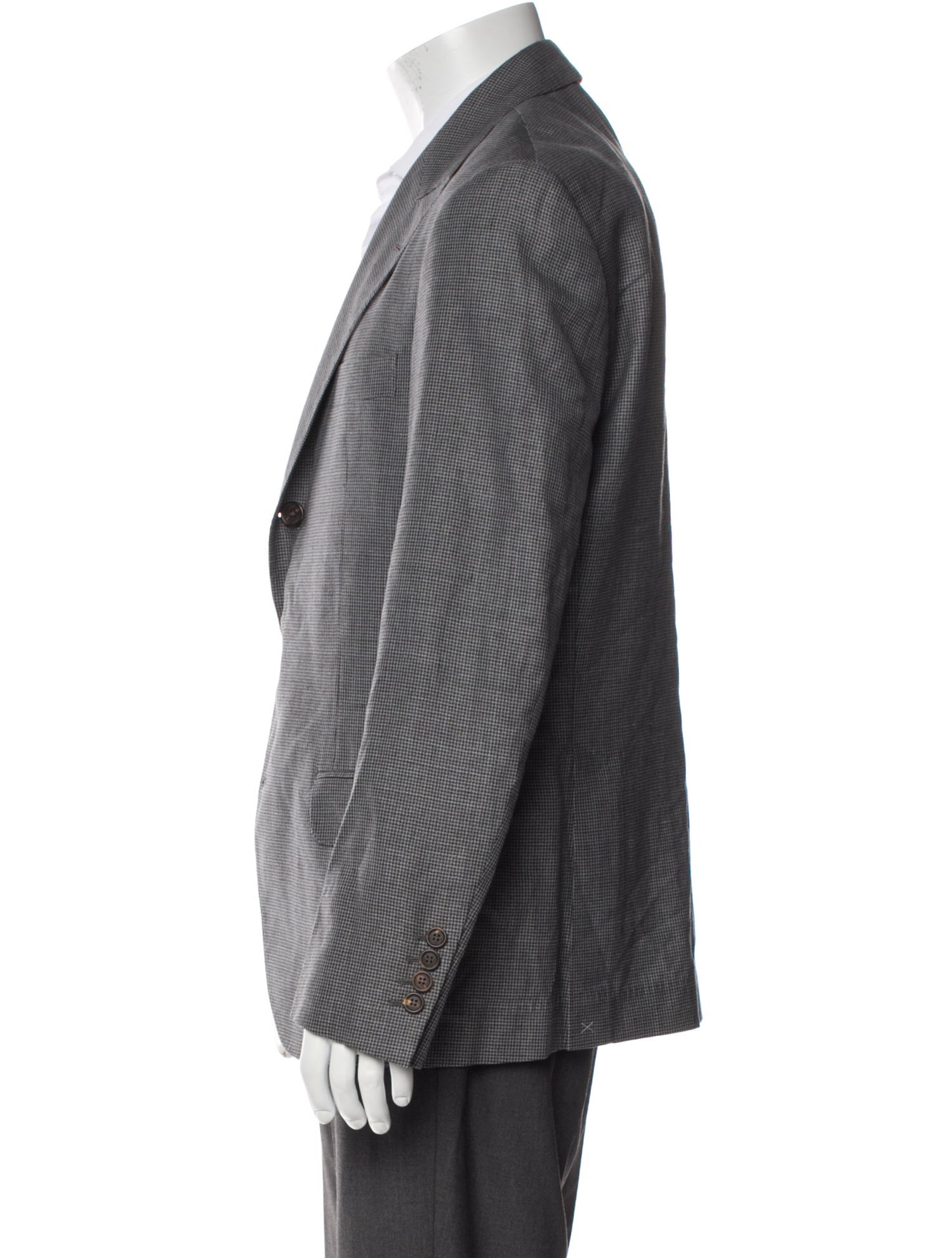 Brunello Cucinelli Linen Plaid Print Peacoat w/ Tags