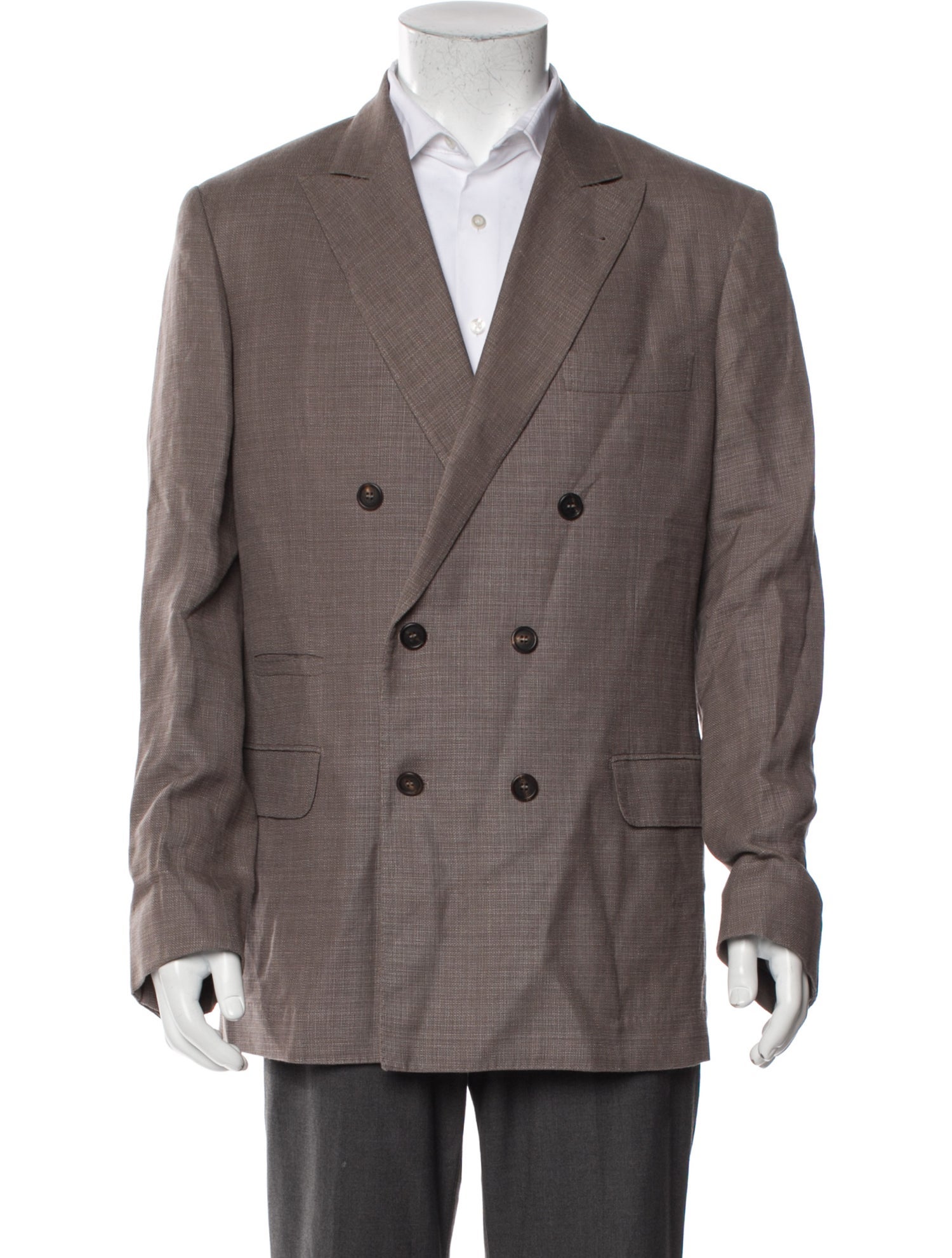 Brunello Cucinelli Linen Plaid Print Peacoat w/ Tags