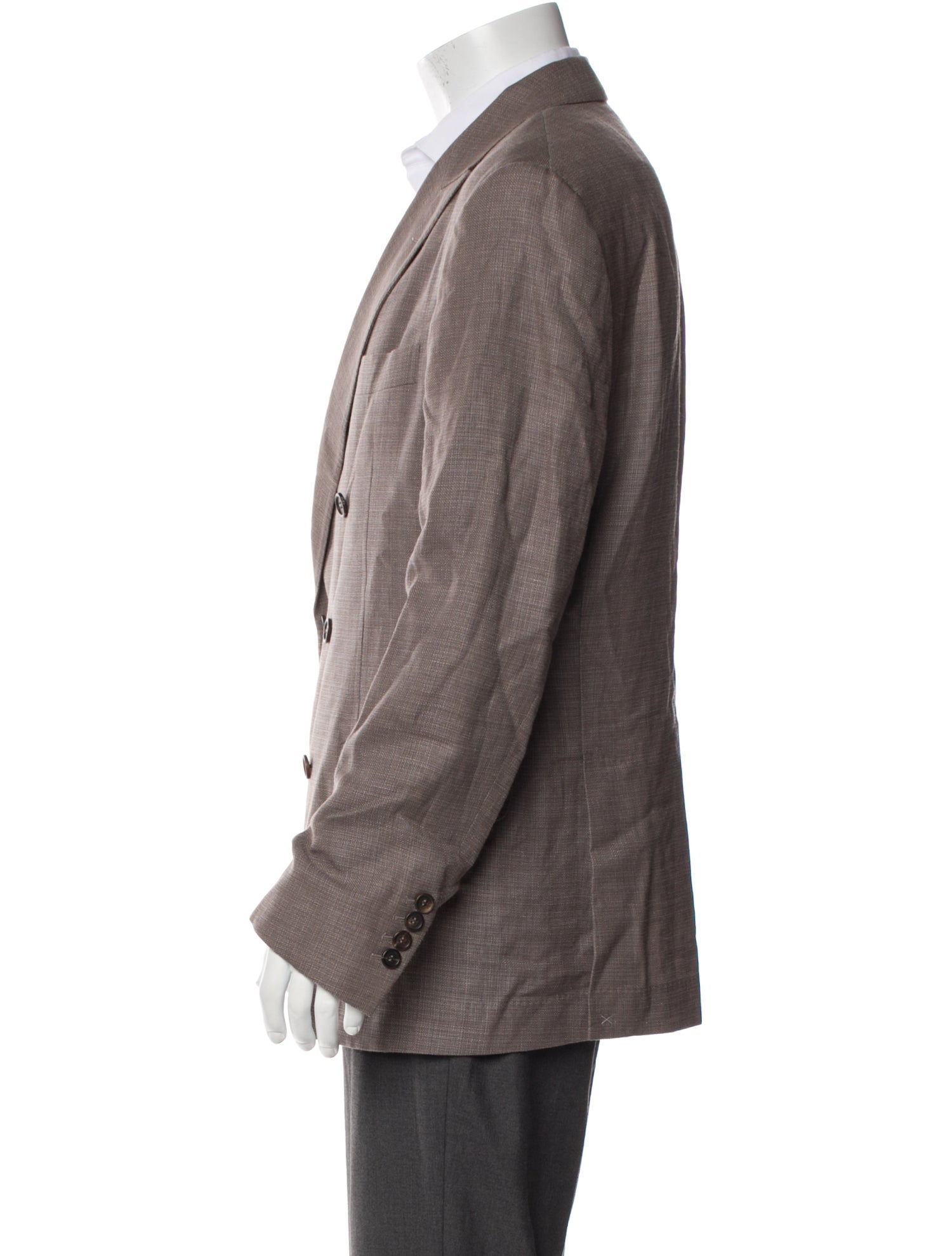 Brunello Cucinelli Linen Plaid Print Peacoat w/ Tags