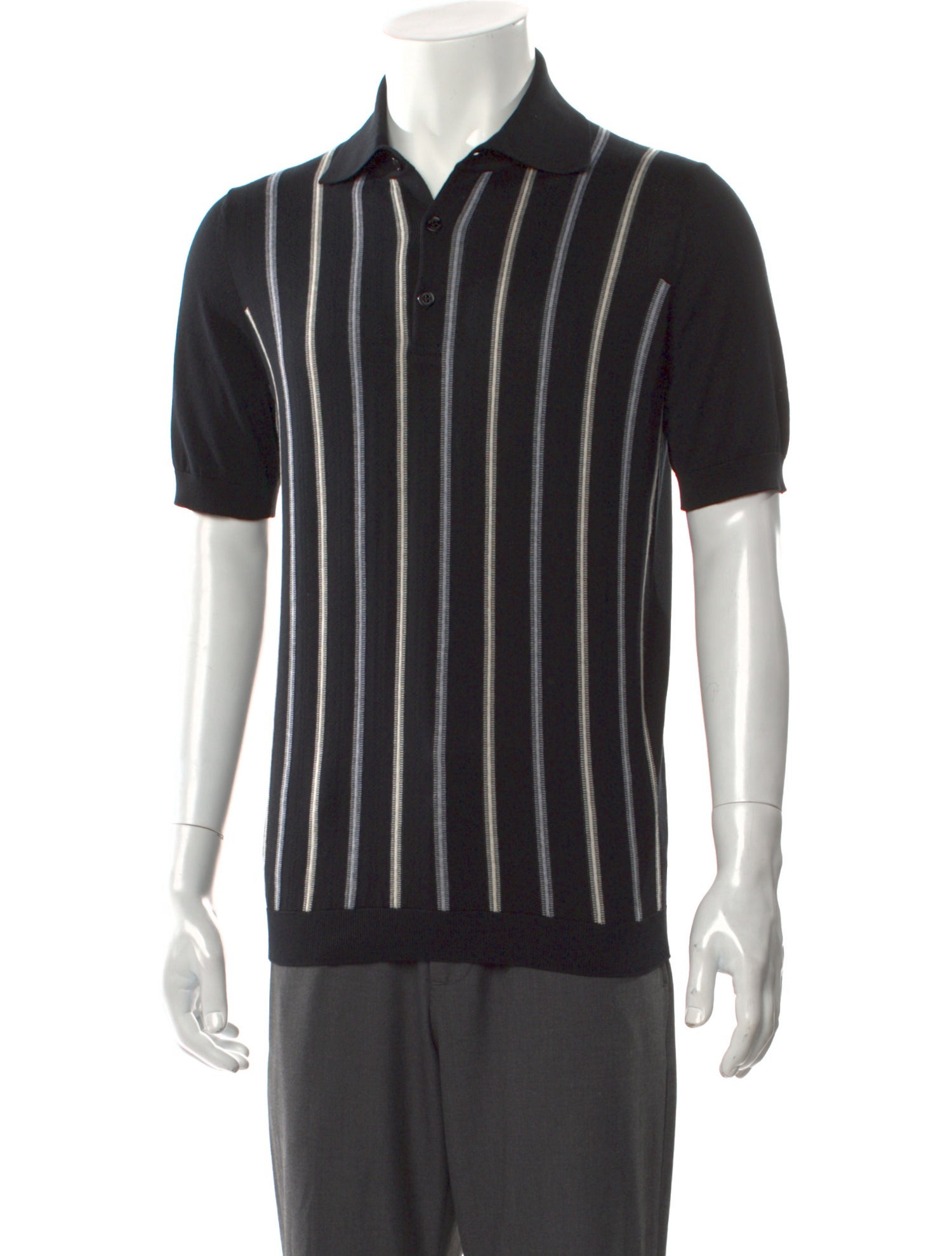 Brunello Cucinelli Striped Collar Polo Shirt w/ Tags
