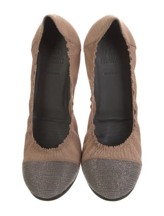 Brunello Cucinelli Monili Leather Ballet Flats