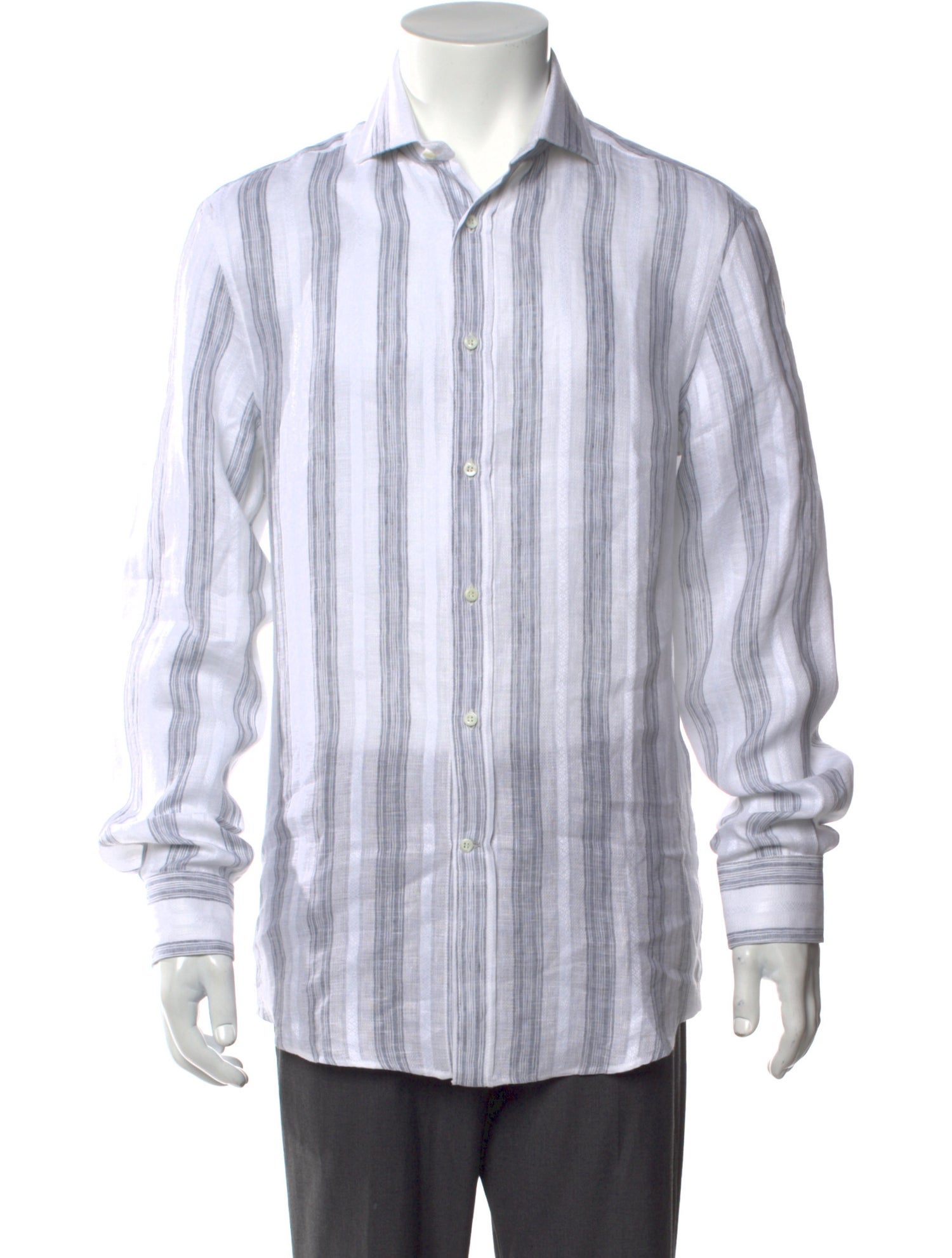 Brunello Cucinelli Linen Striped Shirt w/ Tags