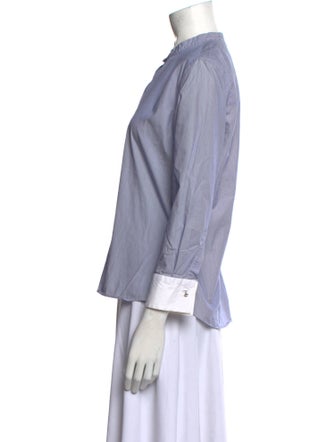 Brunello Cucinelli Mock Neck Three-Quarter Sleeve Blouse