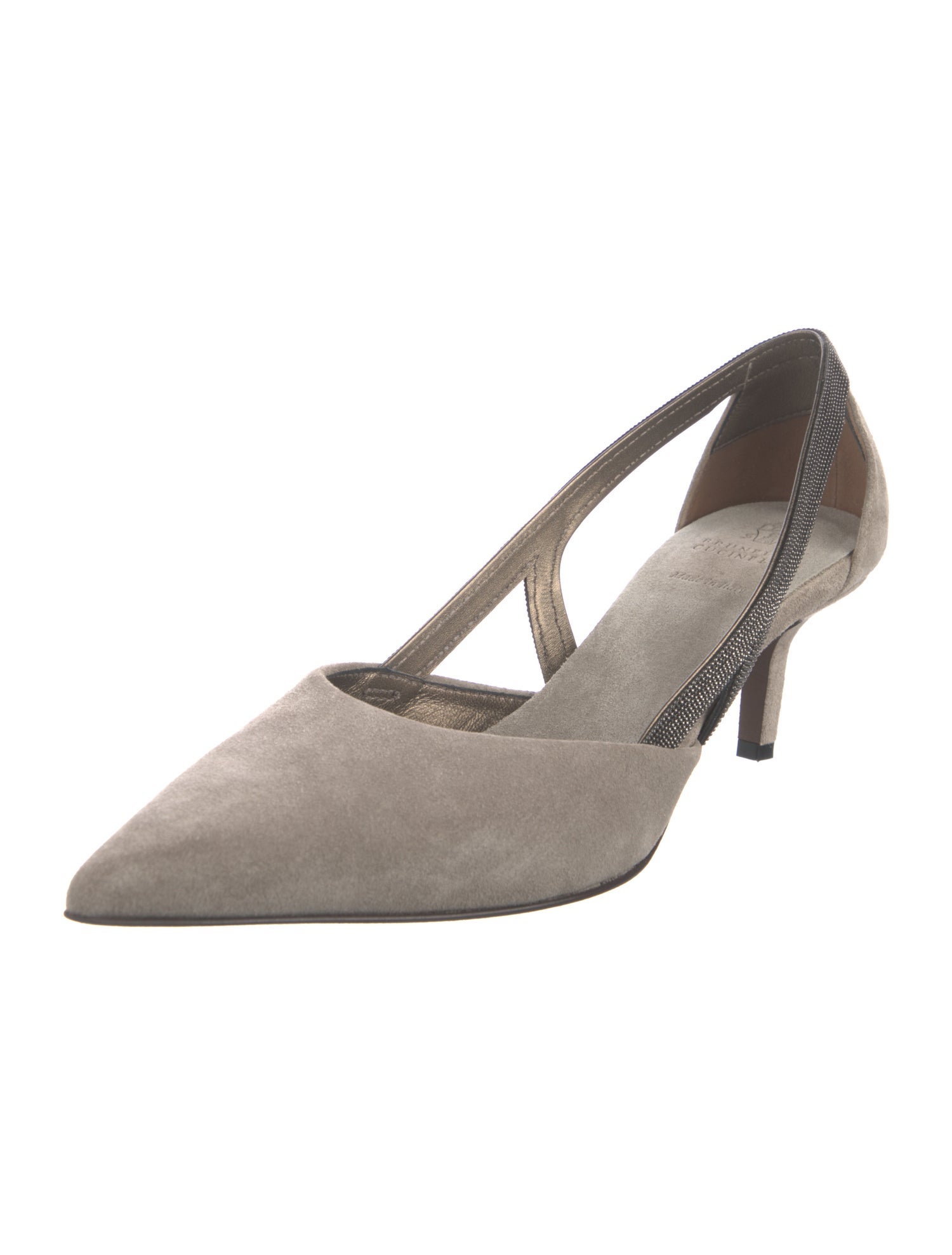 Brunello Cucinelli Monili Suede Slingback Pumps