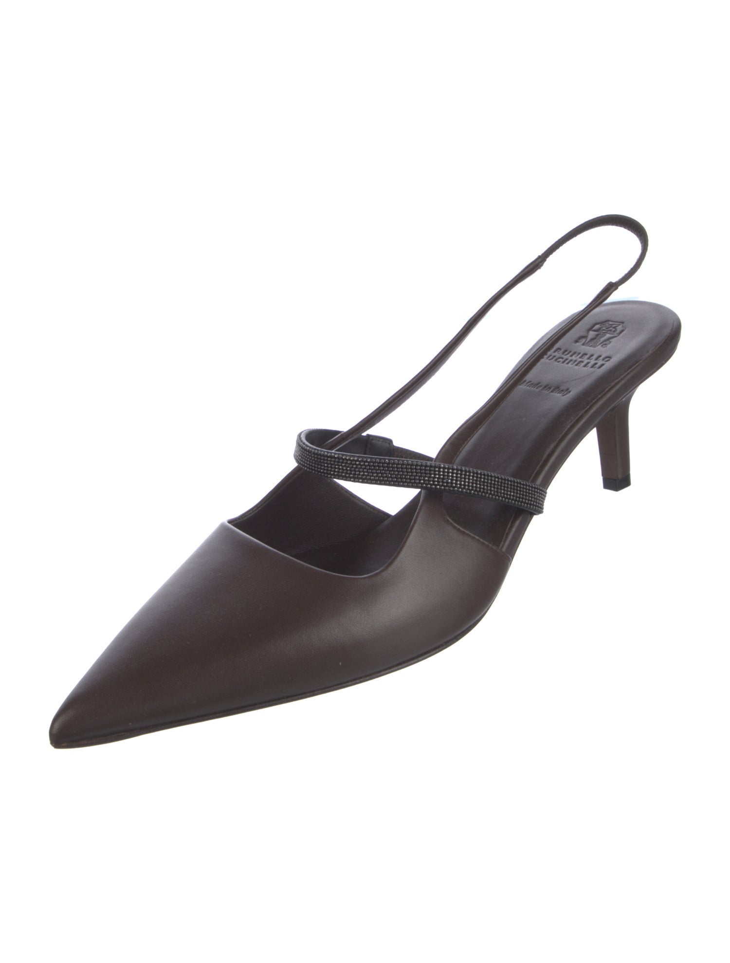 Brunello Cucinelli Leather Slingback Pumps