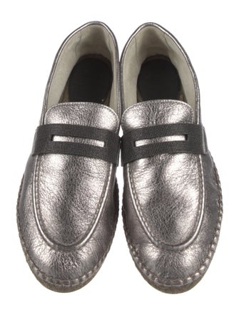 Brunello Cucinelli Leather Beaded Accents Espadrilles