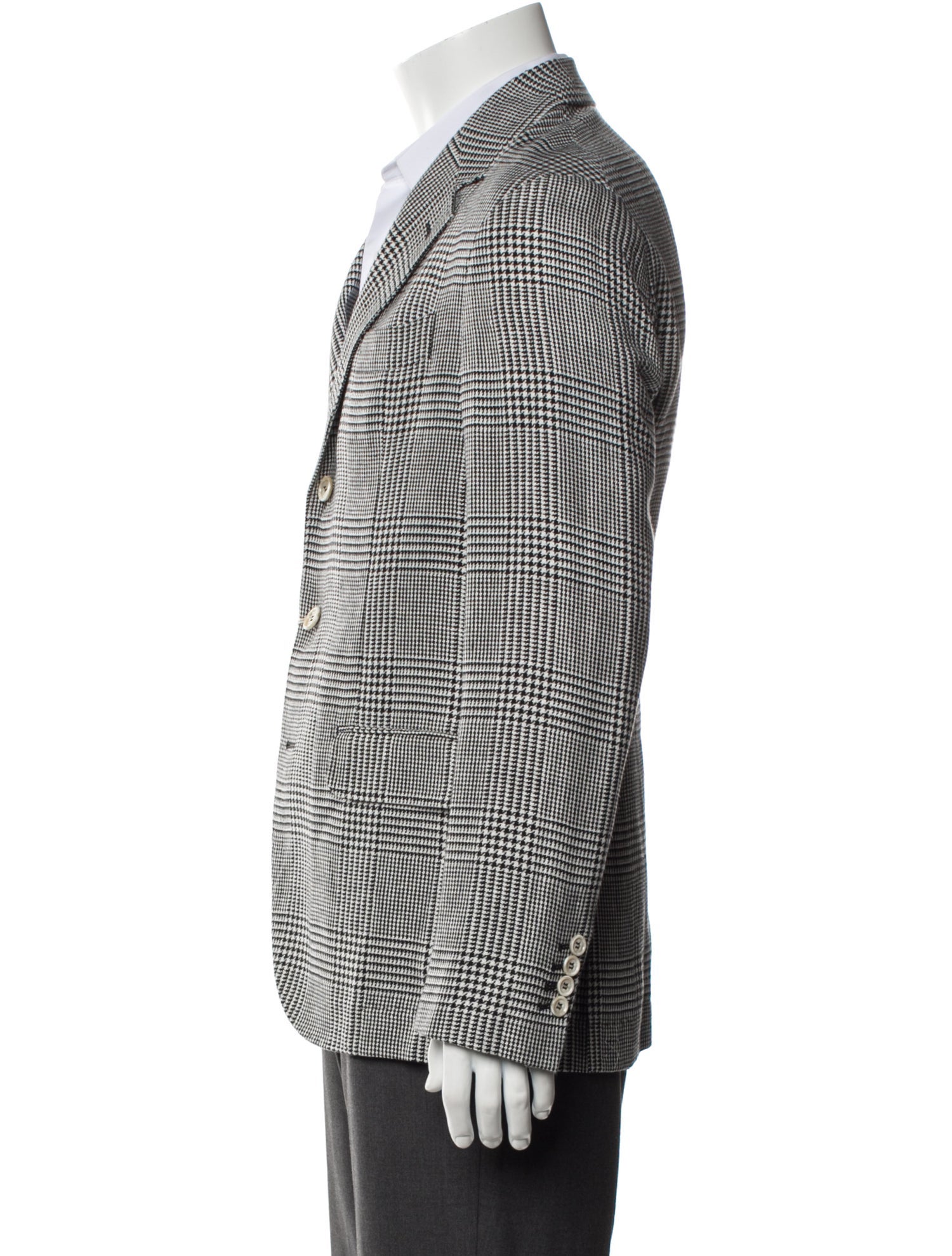 Brunello Cucinelli Linen Houndstooth Print Blazer