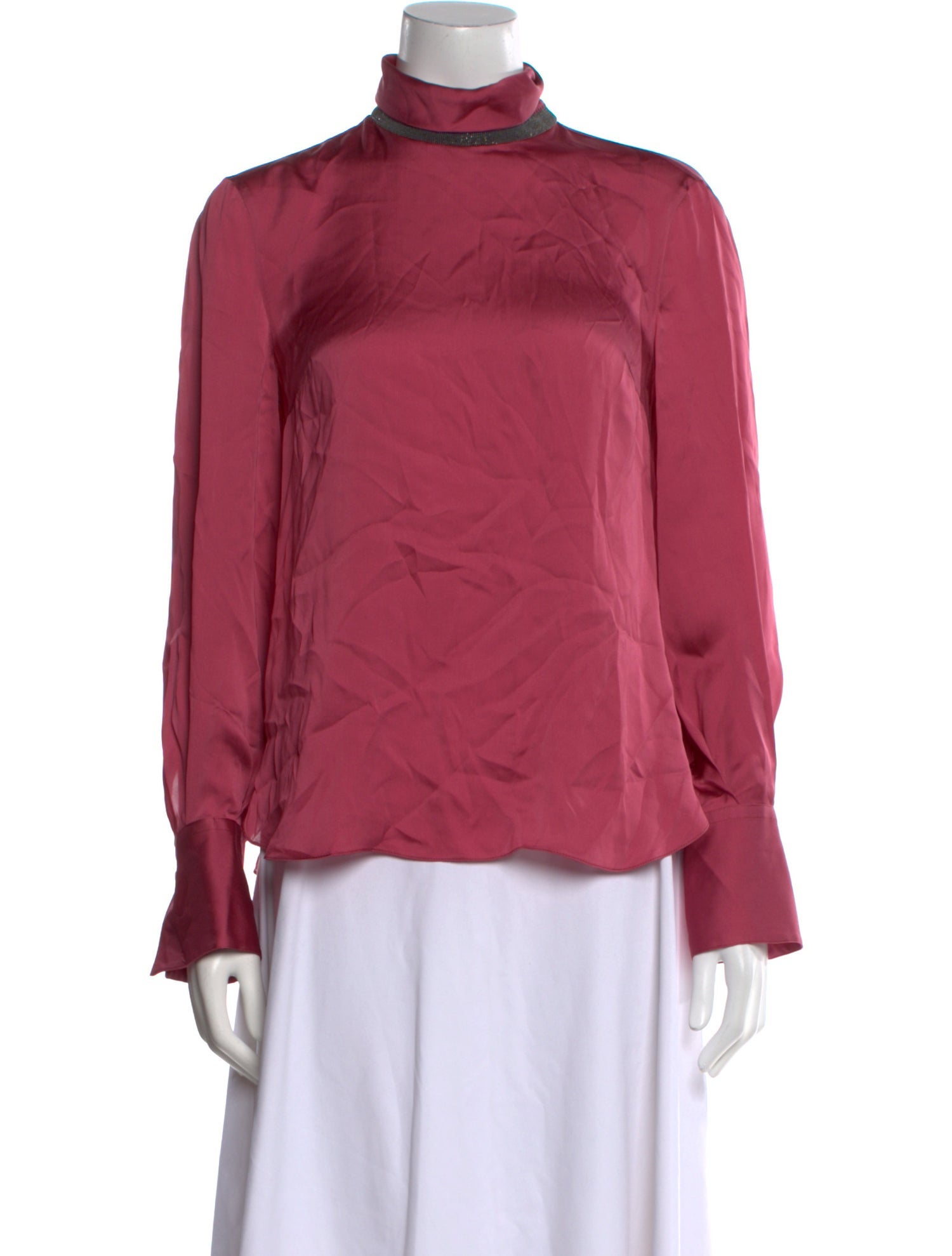 Brunello Cucinelli Silk Mock Neck Blouse