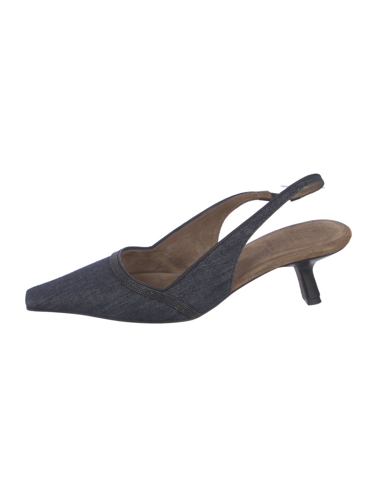 Brunello Cucinelli Monili Suede Slingback Pumps