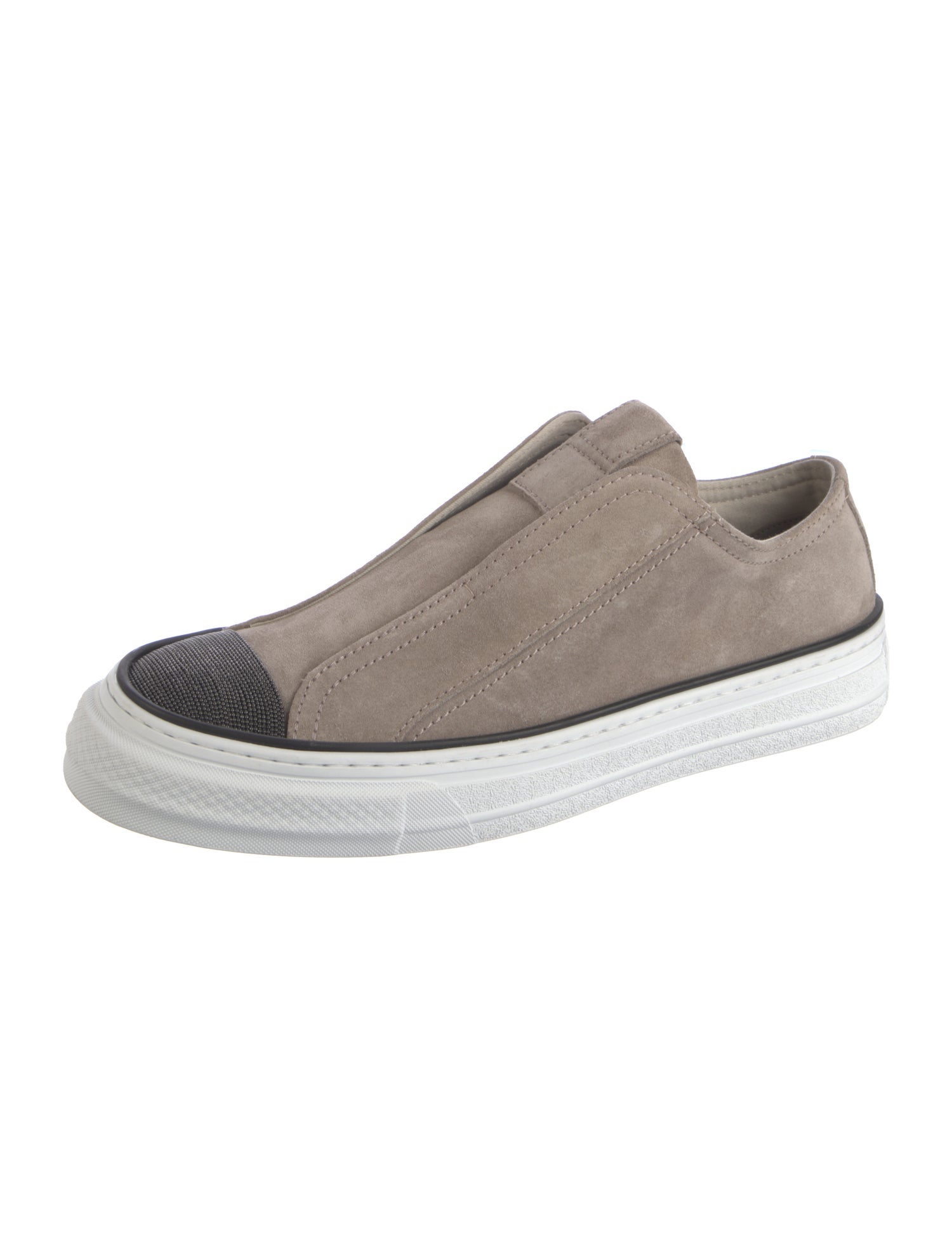 Brunello Cucinelli Leather Colorblock Pattern Sneakers