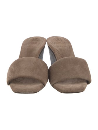 Brunello Cucinelli Monili Suede Slides