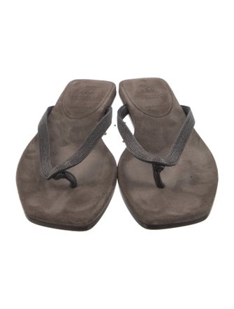 Brunello Cucinelli Monili Suede Slides