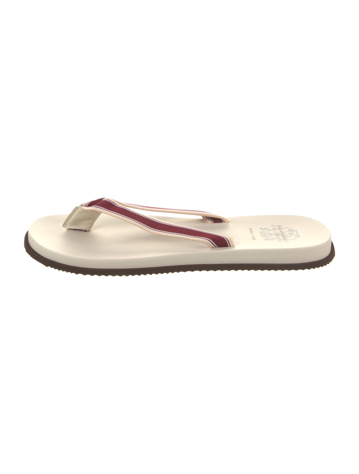 Brunello Cucinelli Leather Striped Flip Flops