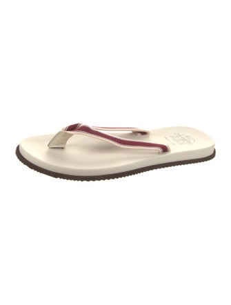 Brunello Cucinelli Leather Striped Flip Flops