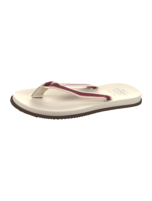 Brunello Cucinelli Leather Striped Flip Flops