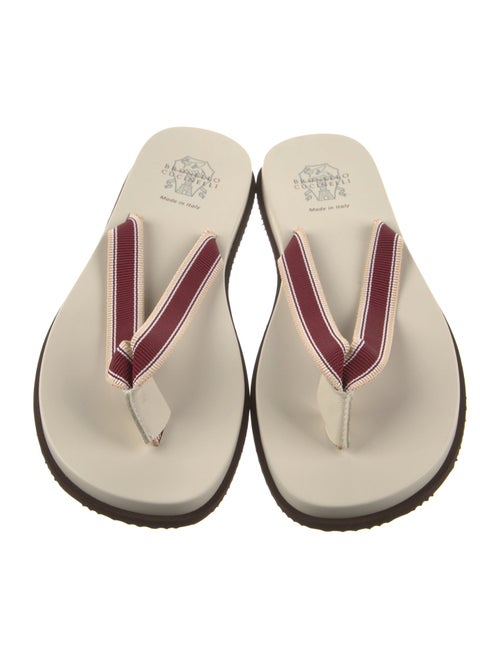 Brunello Cucinelli Leather Striped Flip Flops