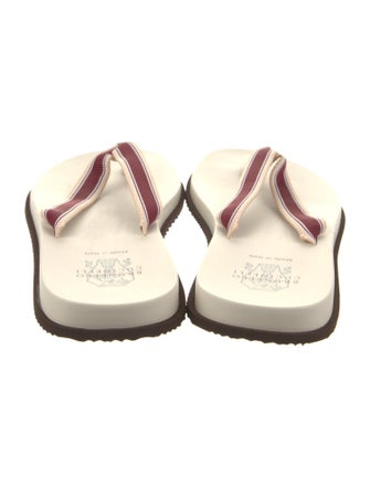 Brunello Cucinelli Leather Striped Flip Flops