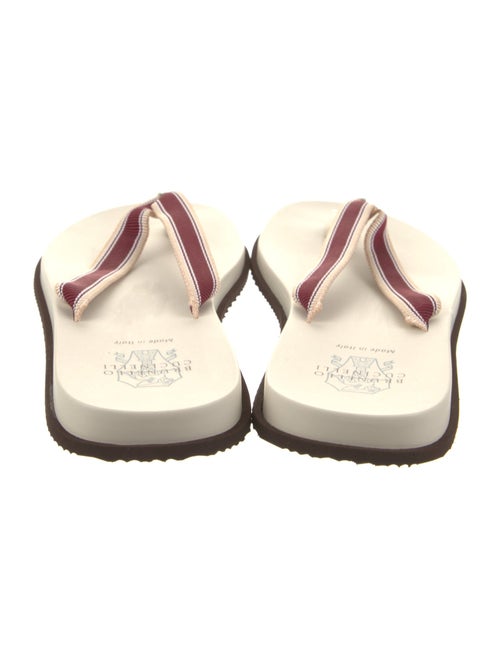 Brunello Cucinelli Leather Striped Flip Flops