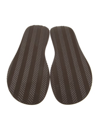 Brunello Cucinelli Leather Striped Flip Flops