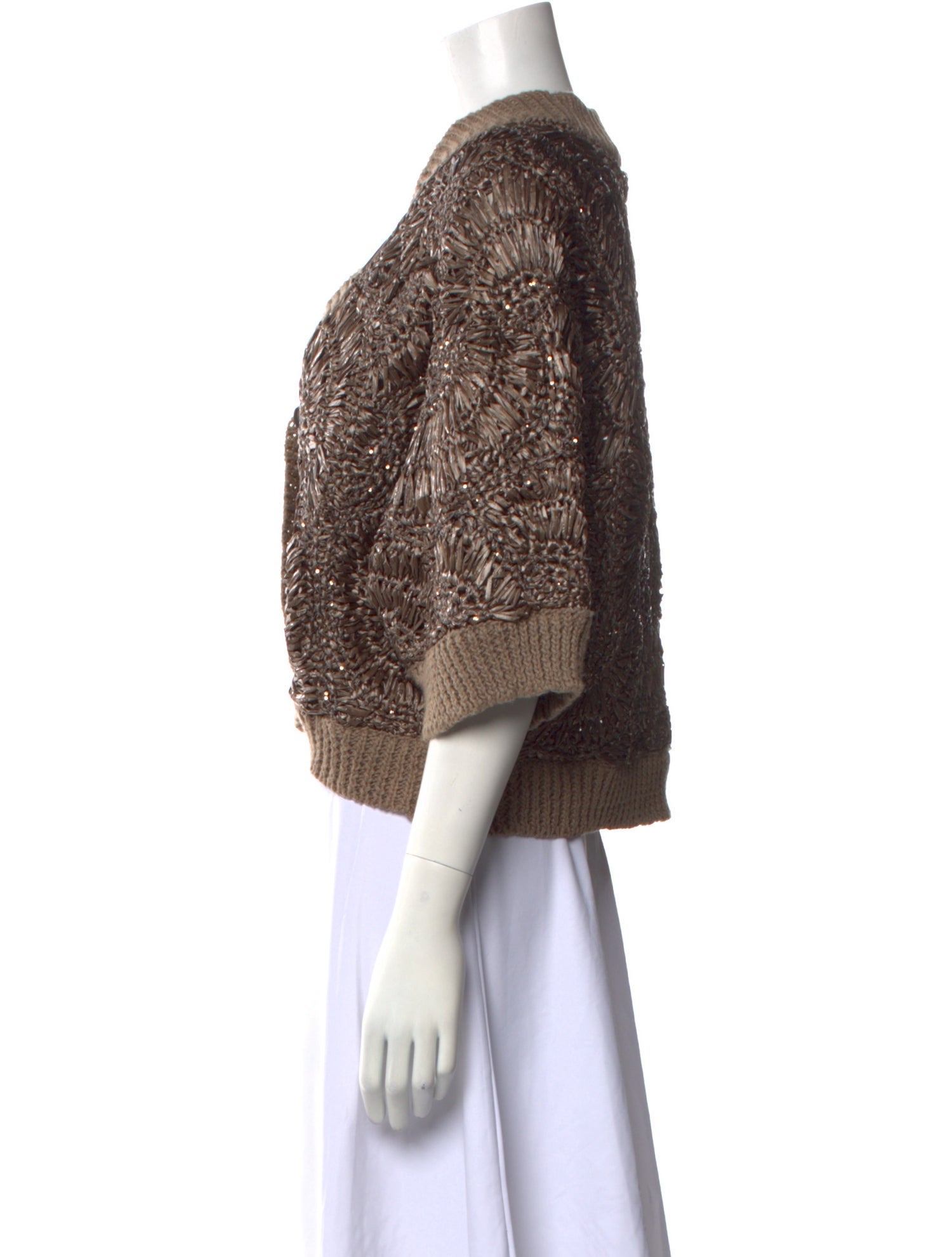 Brunello Cucinelli Patterned V-Neck Sweater