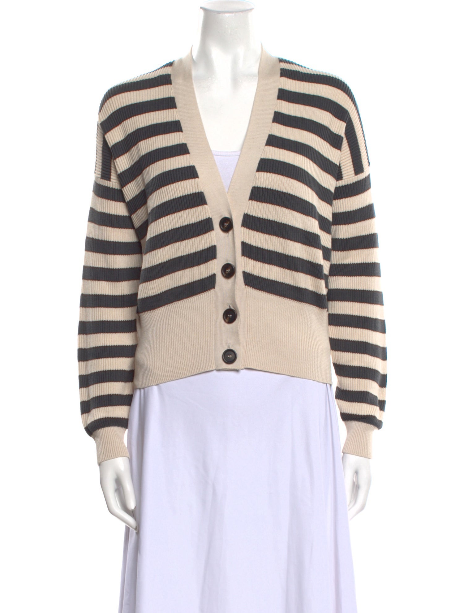 Brunello Cucinelli Striped V-Neck Sweater