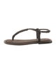 Brunello Cucinelli Leather Beaded Accents T-Strap Sandals