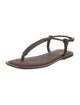 Brunello Cucinelli Leather Beaded Accents T-Strap Sandals