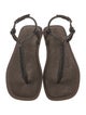 Brunello Cucinelli Leather Beaded Accents T-Strap Sandals