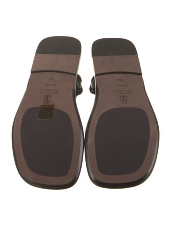 Brunello Cucinelli Leather Beaded Accents T-Strap Sandals