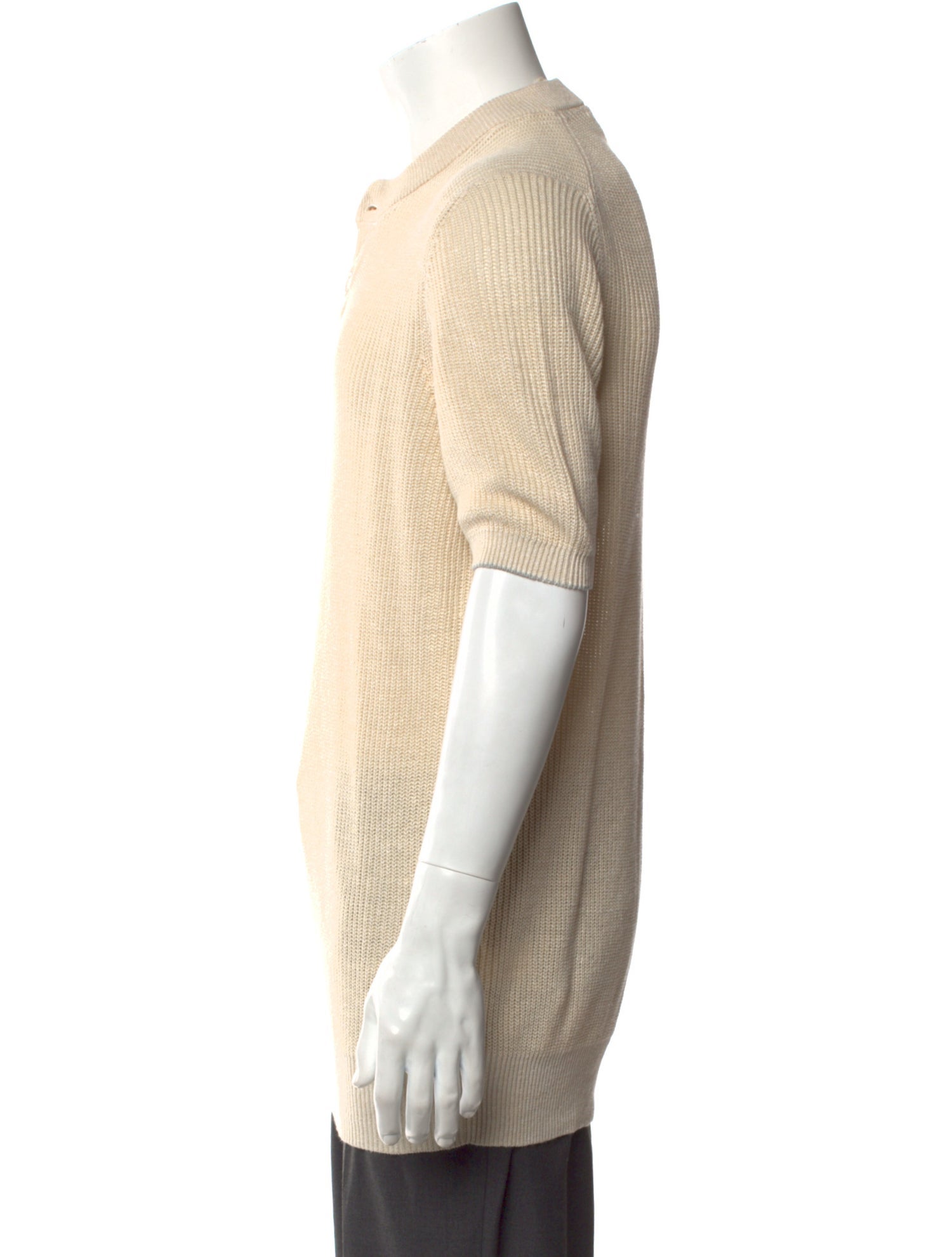Brunello Cucinelli Linen Crew Neck Polo Sweater