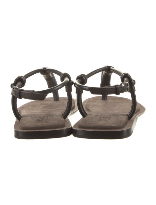 Brunello Cucinelli Leather Beaded Accents T-Strap Sandals
